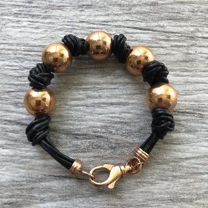 Italian bronze and leather bracelet